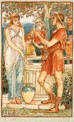 Bellerophon bij de fontein, illustratie uit 